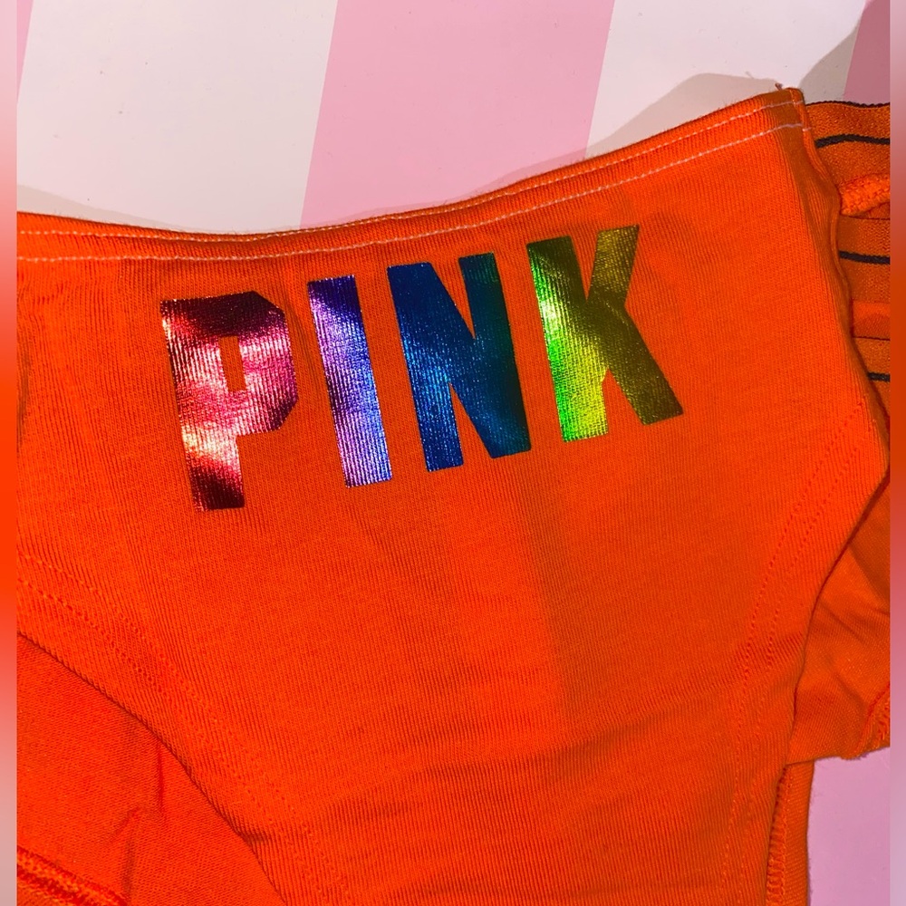 PINK Victoria’s Secret Cotton Strappy Cheekster PINK panties metallic rainbow